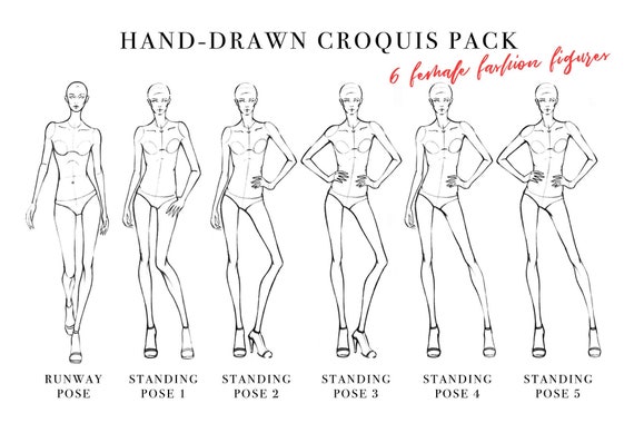 Female Fashion Croquis Template, 9-Head Fashion Figure, Sketch Fashion Poses  - Torang Artwork