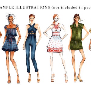 Female Croquis Bundle, Female Figure Template, Frontal Poses for Fashion Illustration, Fashion Sketching, Fashion Drawing, Fashion Design image 4