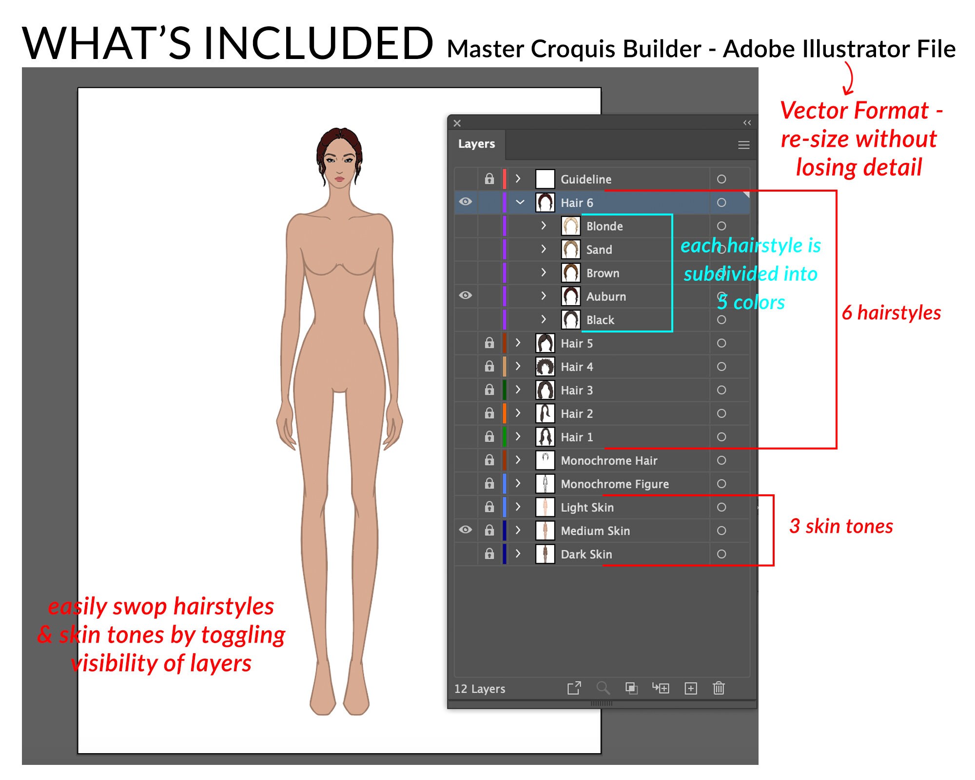Female Colored Procreate Fashion Design Figures Digital Illustration ...