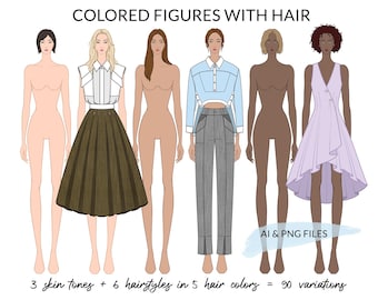 Procreate Fashion Figures, Female Croquis Template (Digital Download)