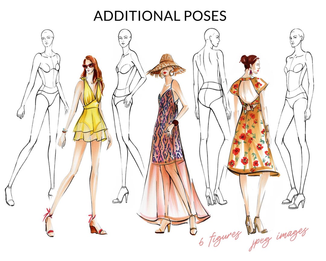 Side Back Pose Three-quarter Pose Female Fashion Croquis Figure