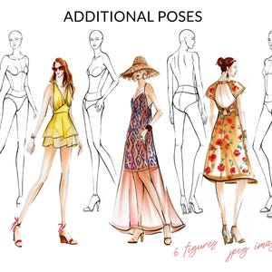 Side Back Pose Three-Quarter Pose Female Fashion Croquis Figure Template Body for Fashion Sketching Fashion Drawing Fashion Design