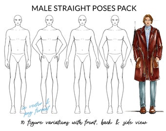 Male Straight Poses Pack, Mens Fashion Croquis, Male Figure Template, Mens Body for Fashion Illustration, Fashion Sketching, Fashion Drawing