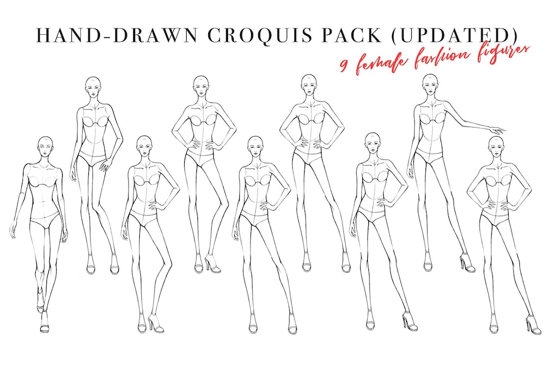 V54 Side Pose Free Fashion Croqui Figure Template - Designers Nexus