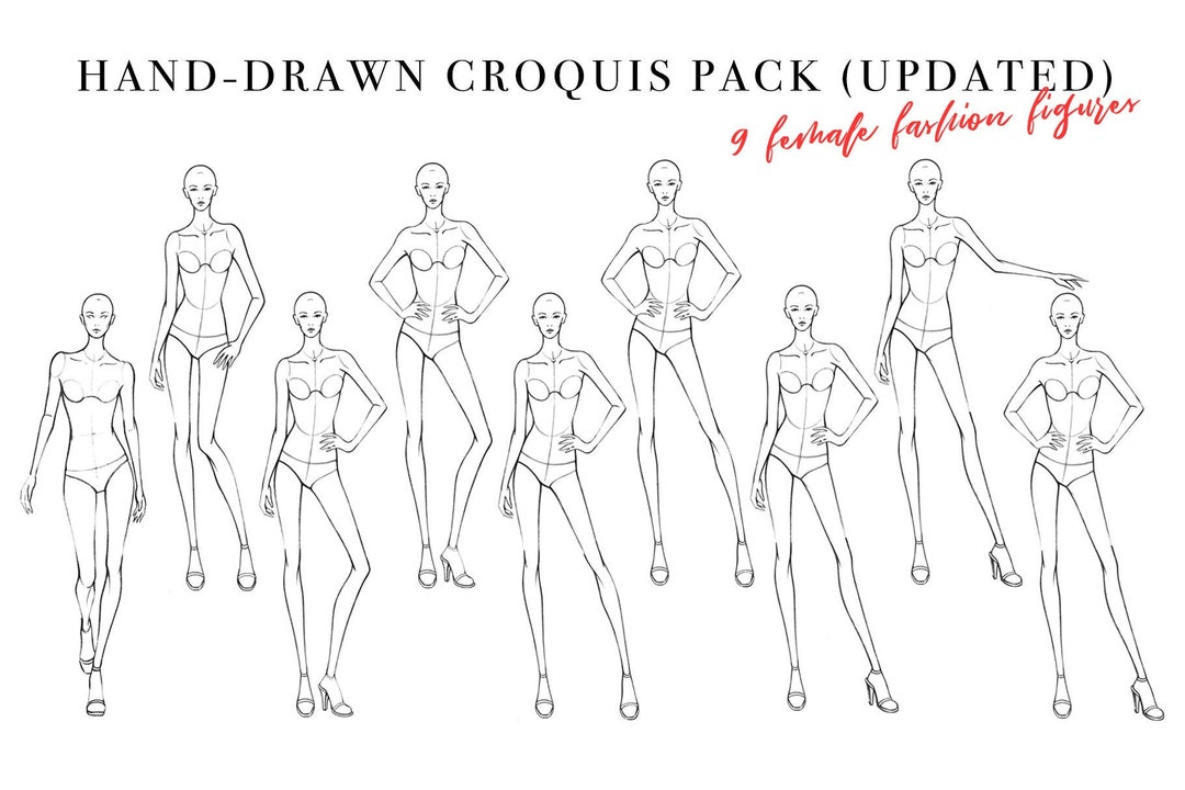 V54 Side Pose Free Fashion Croqui Figure Template - Designers Nexus