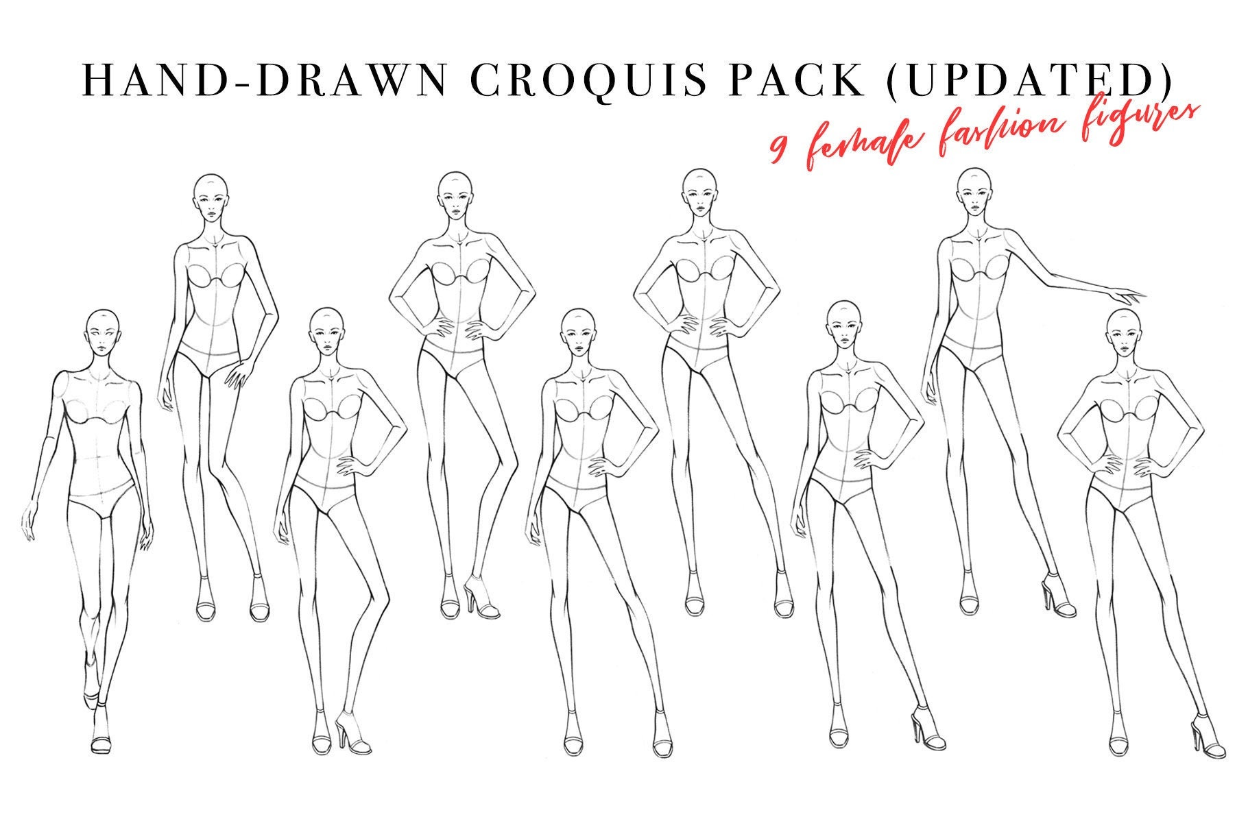 Plus Size 10 Heads Fashion Figure Templates. Exaggerated Croquis for Fashion  Design … | Fashion illustration poses, Fashion figure drawing, Fashion  drawing tutorial