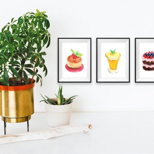 Sweet Treats Watercolor Clip Art Desserts, Digital Instant Download PNG, Cakes Macaron Cupcake Pudding Parfait, Handpainted Clipart Set image 3