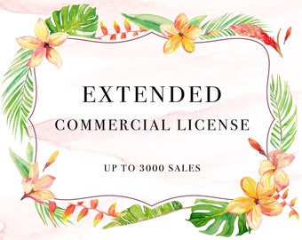 Extended Commercial License (up to 3000 sales)- Applicable to 1 Clip Art Set
