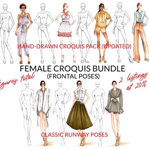 Female Croquis Bundle, Female Figure Template, Frontal Poses for Fashion Illustration, Fashion Sketching, Fashion Drawing, Fashion Design