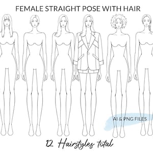 Womens Digital Fashion Procreate Drawing Croquis Vector Figures Female Fashion Design Pose Fashion Illustration