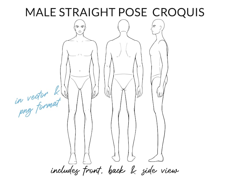 Male Fashion Croquis Bundle, Male Figure Template, Mens Body Pose for Fashion Illustration, Fashion Sketch, Fashion Drawing, Fashion Design image 2
