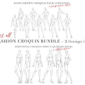 Fashion Croquis Bundle, Female Figure Template, Body Pose for Fashion Illustration, Fashion Sketch, Fashion Drawing, Poses, Blank Figures