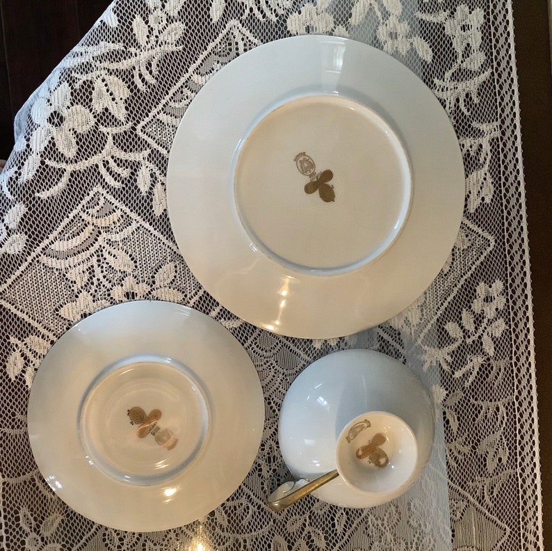 Gilded Tea Cup Trio Bavarian Gilded Nymphs and Fairies Motif Tea Cup /& Plate