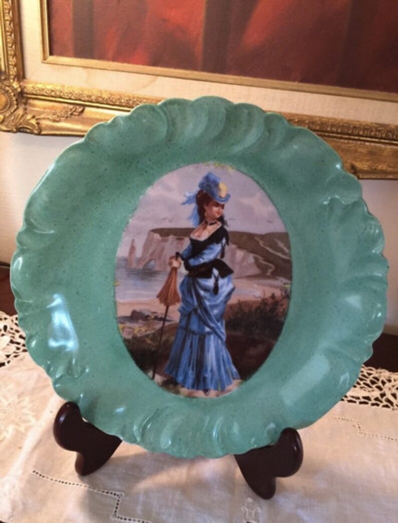 French Porcelain Royal Vienna Style Portrait Plate French Lady Portrait Plate