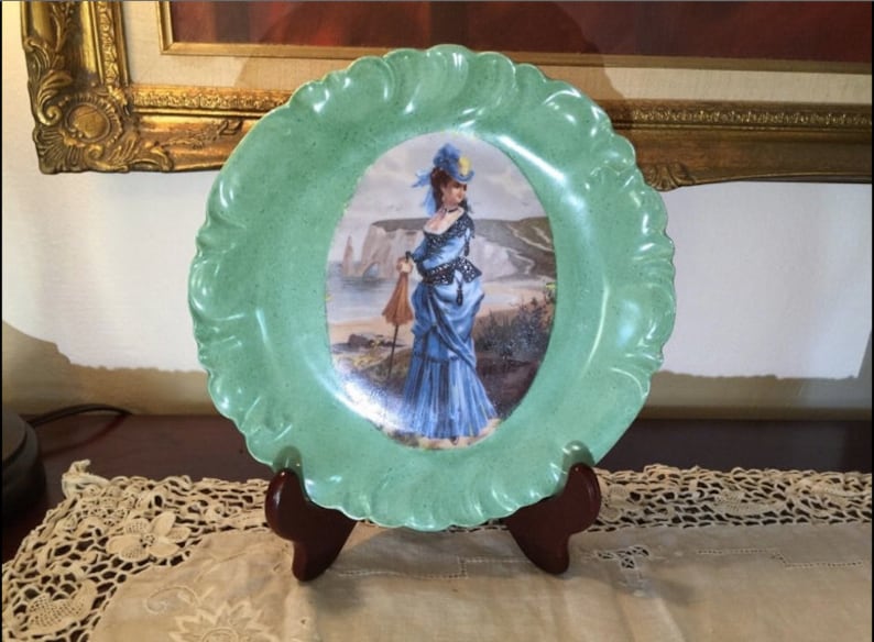 French Porcelain Royal Vienna Style Portrait Plate French Lady Portrait Plate