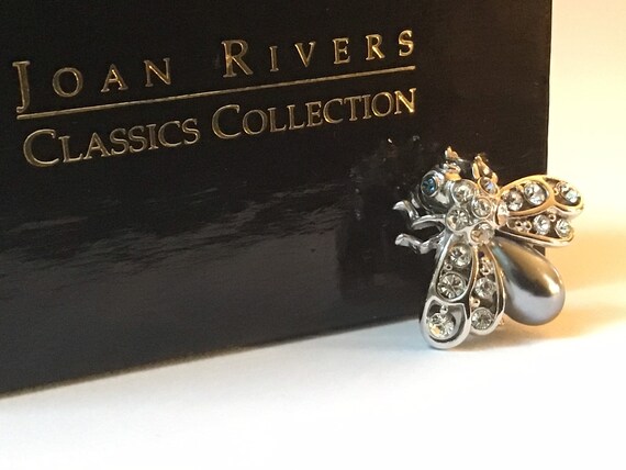 Joan Rivers Tear Drop Faux Black Pearl and Crystal