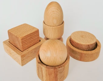 Montessori Wooden Puzzle: Egg, Ball, Cube & Disc Sorting Toy