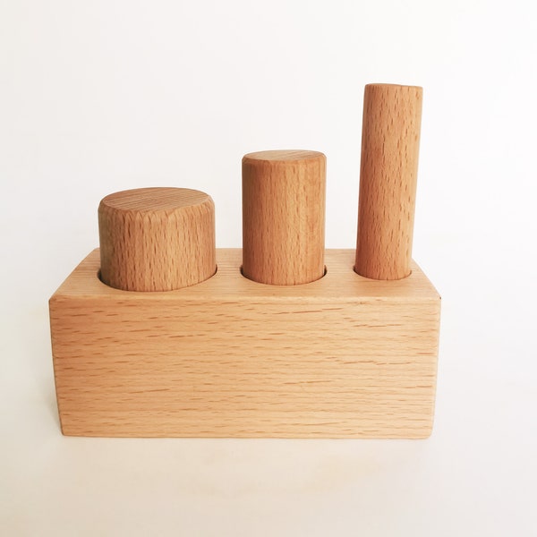 Montessori 3 Zylinderblock, Material zur Unterscheidung von Größen, Geschenk für Kinder