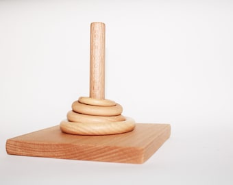 Montessori Stacking Rings on a vertical dowel, gift for kids