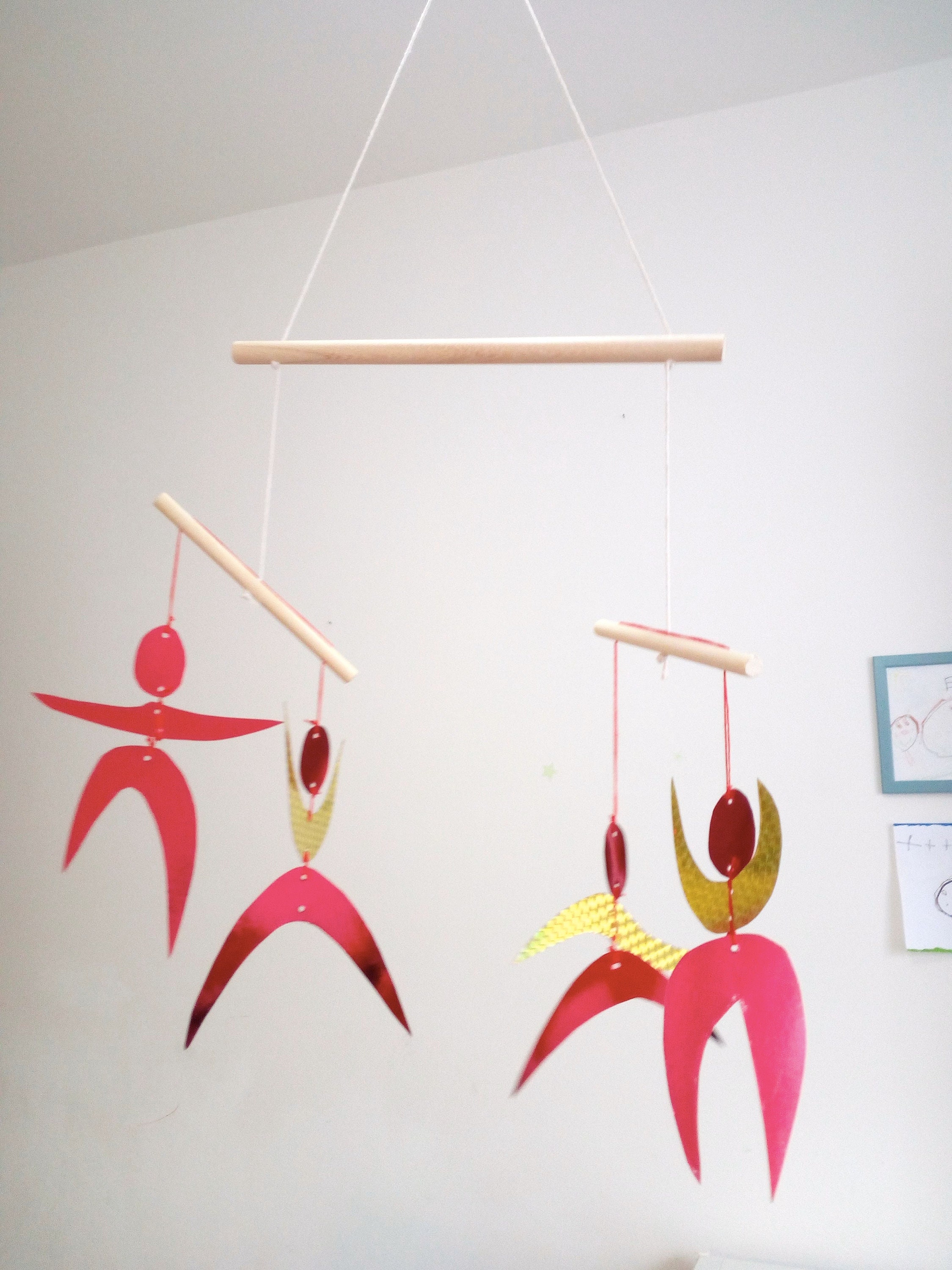 Montessori Dancers Mobile Red and Gold Colours Gift for Kids | Etsy