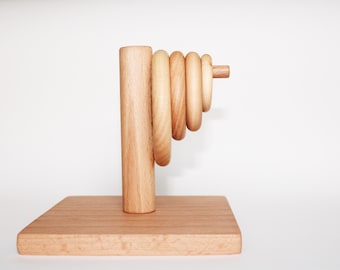 Montessori Stacking toy- Rings on a horizontal dowel, gift for kids