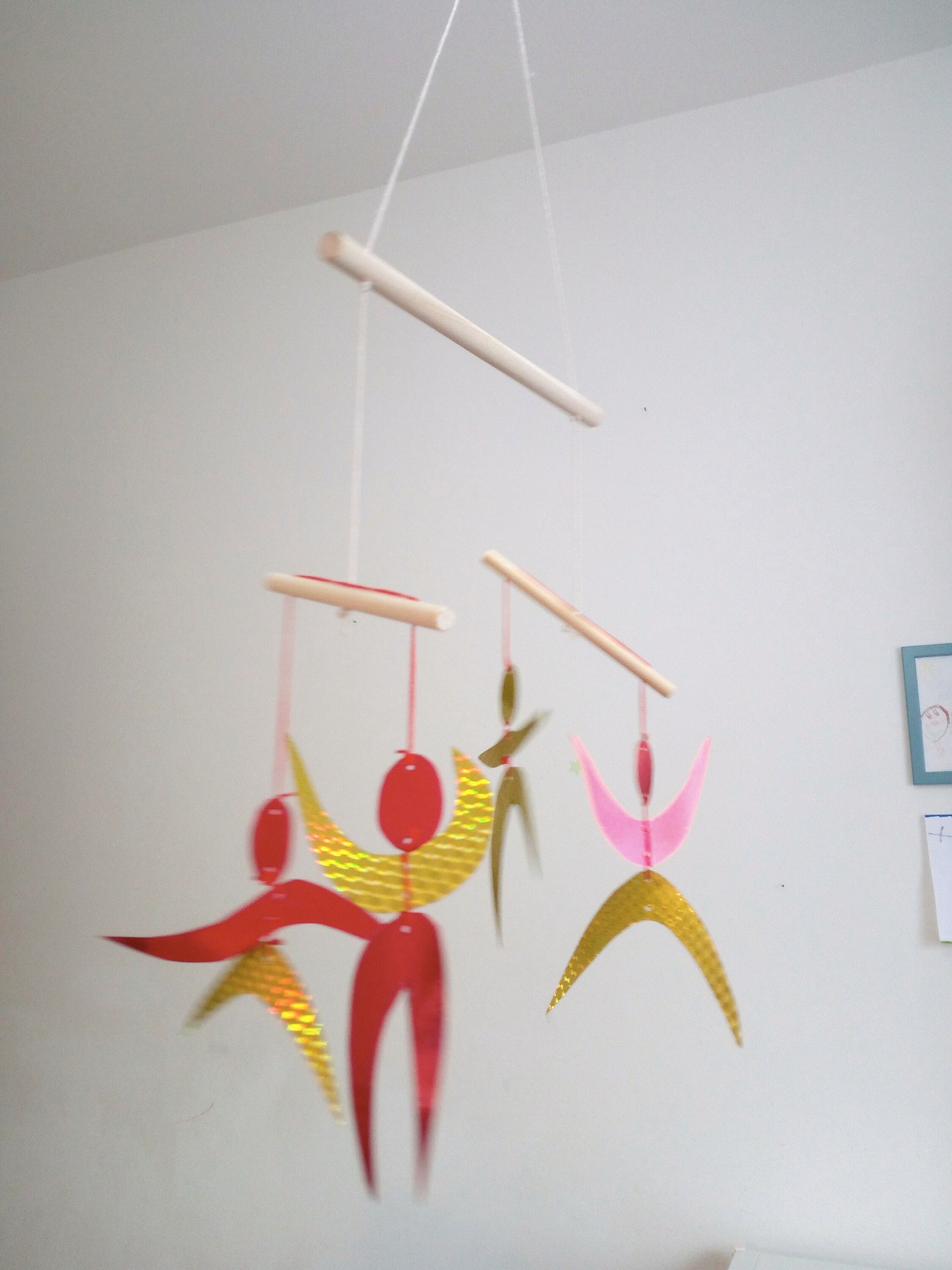 Montessori Dancers Mobile Red and Gold Colours Gift for Kids | Etsy