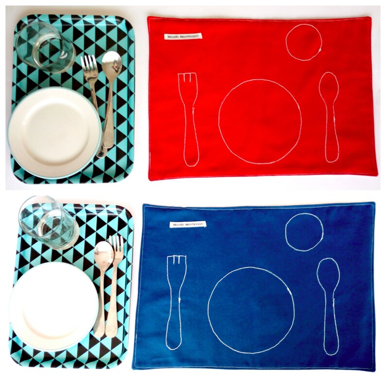Montessori Placemats Set Step 1 red blue Etsy