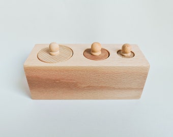 Montessori knobbed cylinders, diameter discrimination, gift for kids