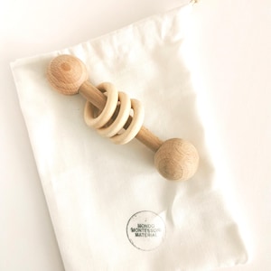 Montessori wooden rattle, gift for kids