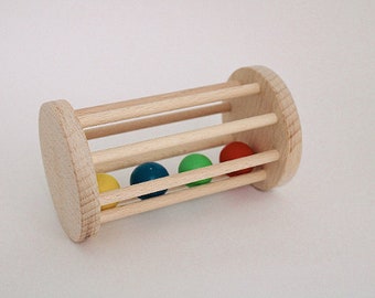 FSC Cylinder with Ball. Ball cylinder. Ball rattle. Montessori cylinder. Montessori gift. Baby Rattle, Baby wood gift toys