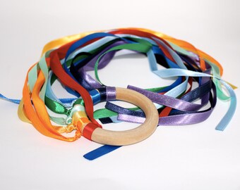 Rainbow ribbons mobile, gift for kids