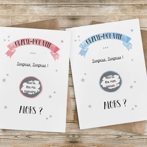 Scratch godparent announcement cards Duo-Parrain/Marraine