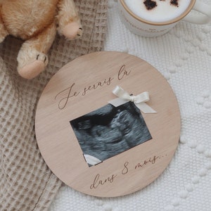 Ultrasound pregnancy announcement wooden card
