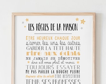 Affiche Les Règles de la Maison personnalisé