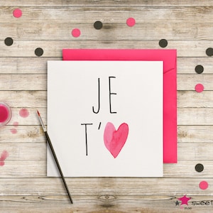 Carte d'amour - Coeur aquarelle