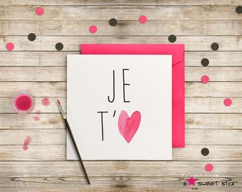 Carte d'amour - Coeur aquarelle