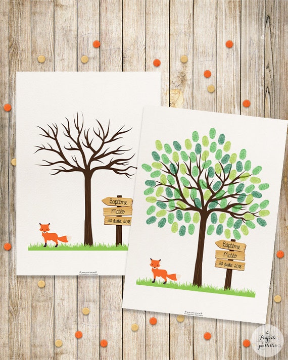 Arbre A Empreintes Bapteme Anniversaire Etsy
