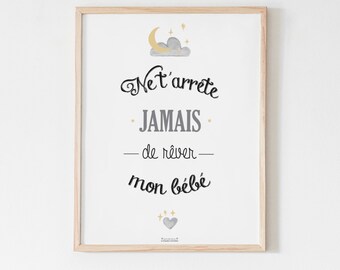 Cartel para la habitación de los niños - "Nunca dejes de soñar"