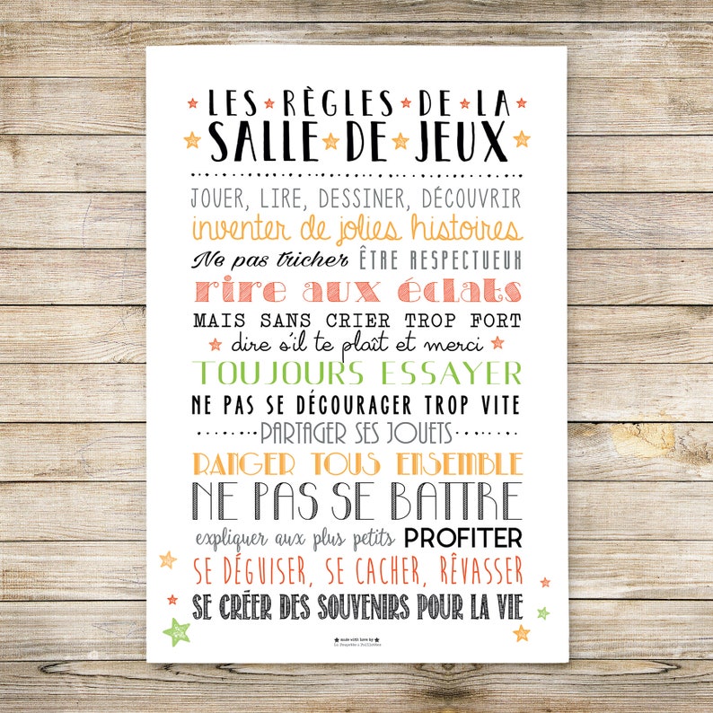 Affiche XL Les Règles de la Salle de Jeux 40x60cm Etsy France