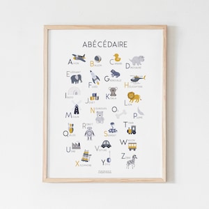 Blue Abecedaire - children's bedroom decoration poster