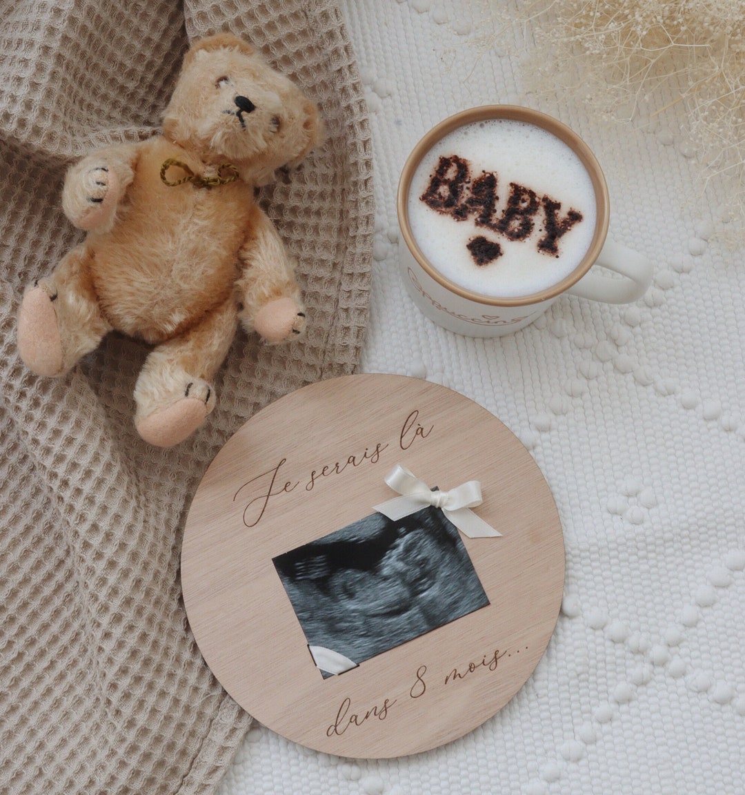 Cadre Photo échographie En Bois – Cadeau Original Pour Future Maman – Marron