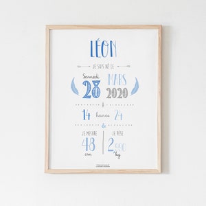 Póster de nacimiento personalizado - Azul