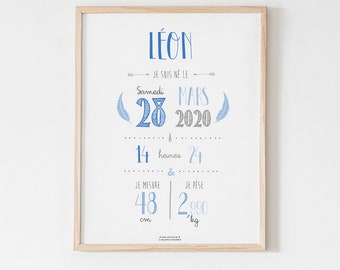 Personalized Birth Poster - Blue