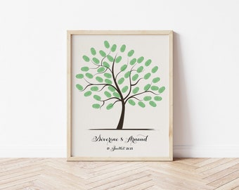 Personalized fingerprint tree framed, on canvas frame or PDF file