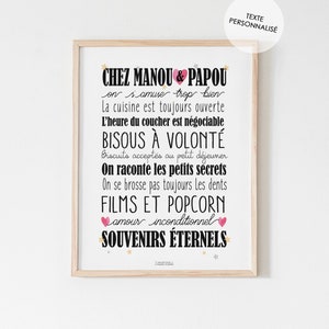 Cartel "Chez Papi & Mamie" o "Chez Mamie" Texte personnalisé