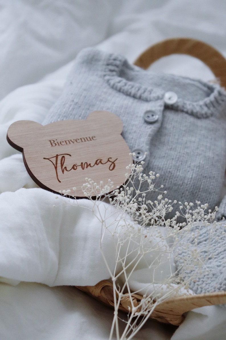 Carte étape personnalisée en bois Ourson image 1