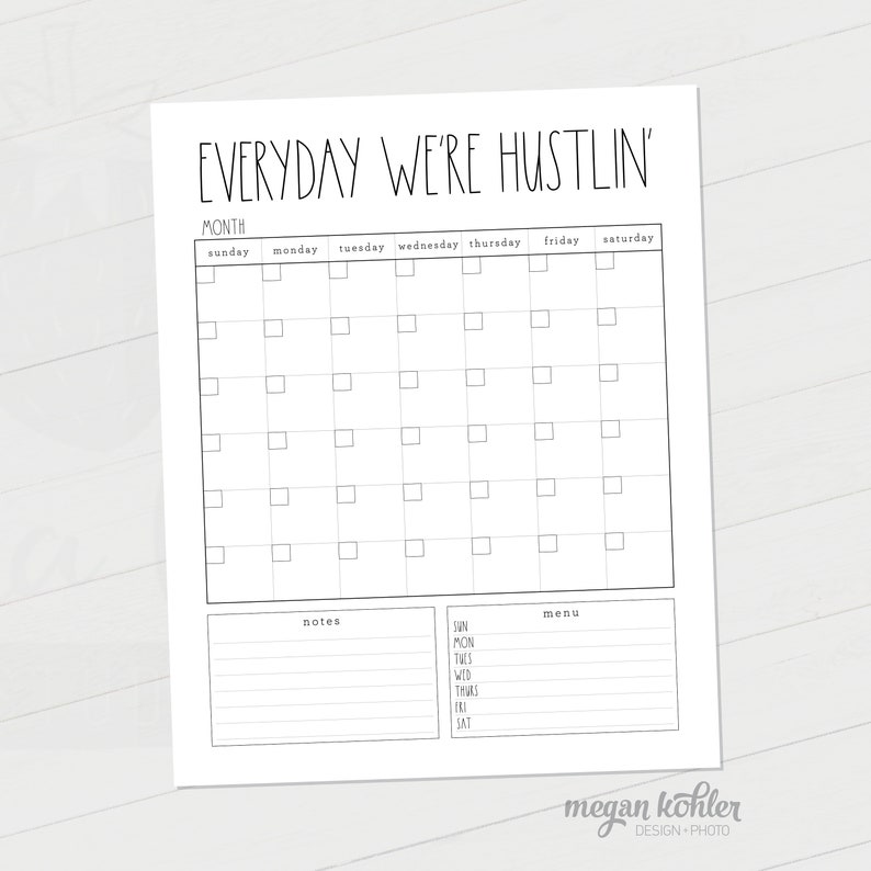 Family Calendar Printable File 18x24 or 16x20 Digital File Etsy