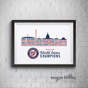 16x20 Printable - Washington Nationals World Series Championship Team 2019 Digital File - Kid's Room - Man Cave