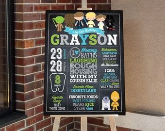 Star Wars Inspired Birthday Milestone Chalkboard Poster - 16x20 Printable File - Boy - Girl