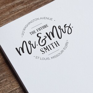 Mr & Mrs Address Stamp | Wedding Stamp | Save the date | Self ink stamper | Wood handle | Housewarming Gift | Family Stamp | Homeowner Gift